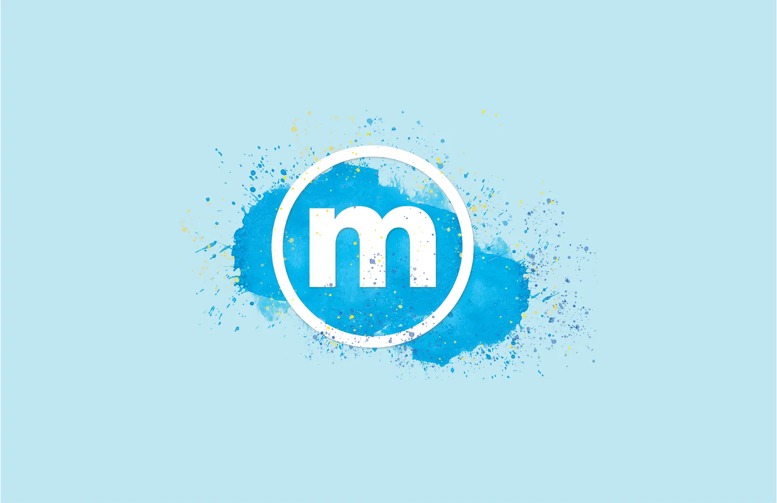 Metro Transit m logo on a blue watercolor splash